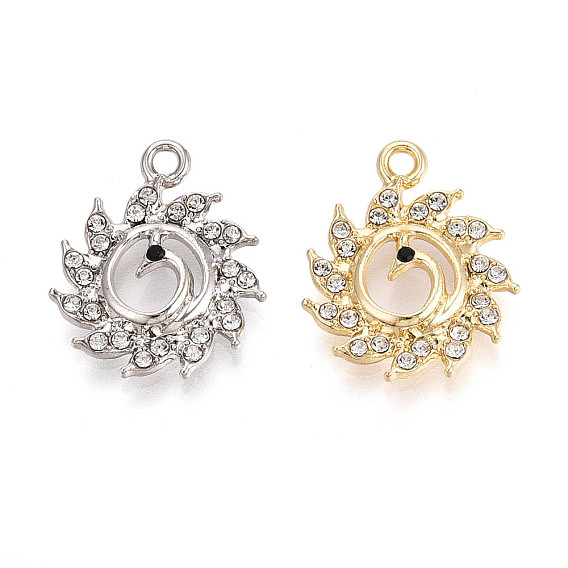 Подвески из сплава и страза, лебедь, без свинца и без кадмия