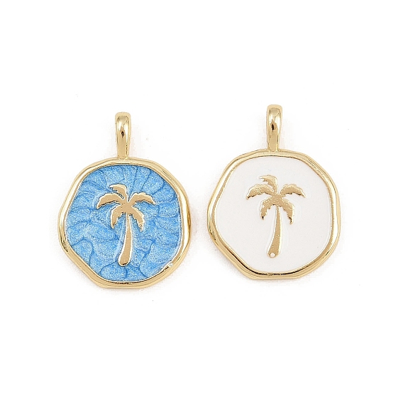 Латунь эмаль подвески, плоские круглые и кокосовые подвески, стойки покрытие, без кадмия и без свинца, долговечный, реальный 18 k позолоченный