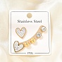 304 Stainless Steel Stud Earrings, Handmade Polymer Clay Rhinestones Stud Earrings, Heart, Ion Plating(IP)