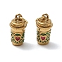 304 Stainless Steel Enamel Pendants, Cup with Heart Charms, Ion Plating(IP)