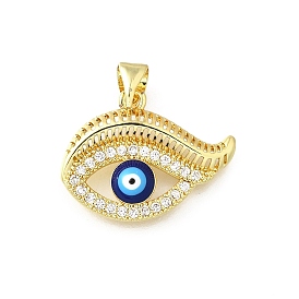 Латунные микро проложить кубического циркония подвески, злые глаза, с эмалью, стойки покрытие, долговечный, без свинца и без кадмия