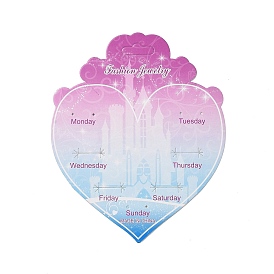 Gradient Color Heart Earring Display Cards, with Week