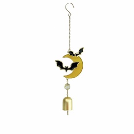 Halloween Bat Alloy & Iron & Eanmel Wind Chime, for Garden Outdoor Hanging Decoration