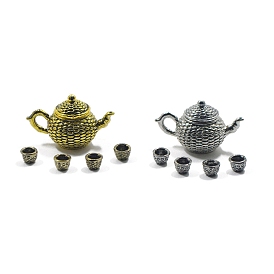 Miniature Alloy Cup & Teapot, for Dollhouse Accessories Pretending Prop Decorations