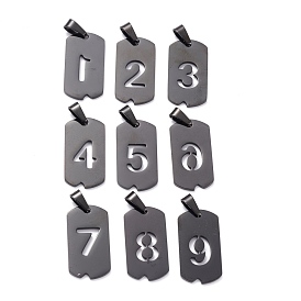 Ion Plating(IP) 304 Stainless Steel Pendants, Rectangle with Number