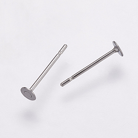 304 Stainless Steel Stud Earring Settings, Flat Pad Earring Post, Flat Round