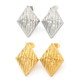 Rhombus 304 Stainless Steel Ear Studs, Stud Earrings for Women