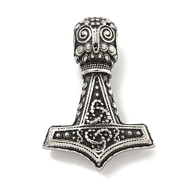 316 Surgical Stainless Steel Pendants, Viking Thor's Hammer with Knot Charm