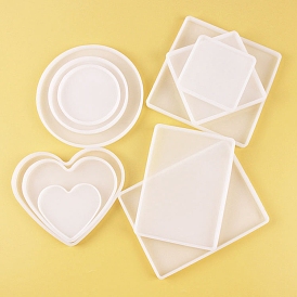 Rectangle/Square/Heart Cup Mat DIY Silicone Molds, Coaster Molds, Resin Casting Molds, for UV Resin, Epoxy Resin Craft Making