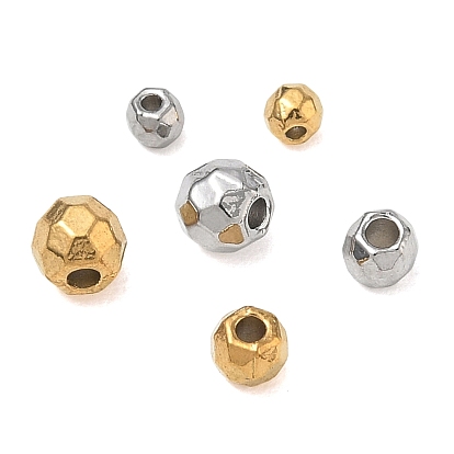 304 Stainless Steel Beads, Faceted, Round
