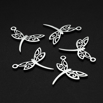Ion Plating(IP) 201 Stainless Steel Pendants, Laser Cut, Dragonfly