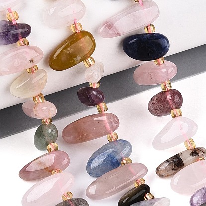 Природных драгоценных камней смешанного бисер нитей, самородки, Топ пробуренной, упавший камень, с бисером