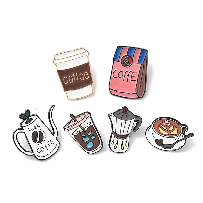 6 шт. 6 стильные эмалированные булавки с кофейной тематикой, брошь из сплава для рюкзака, разнообразные