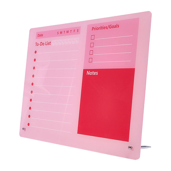 Rectangle Acrylic Dry-Erase Planner Board, To-Do List & Schedule Organizer