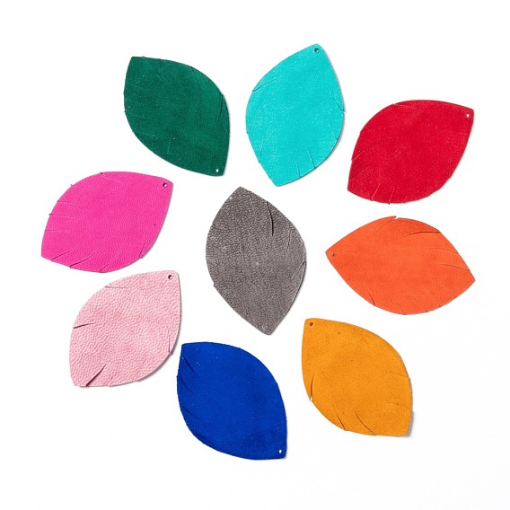 Eco-Friendly Sheepskin Leather Pendants, Leaf