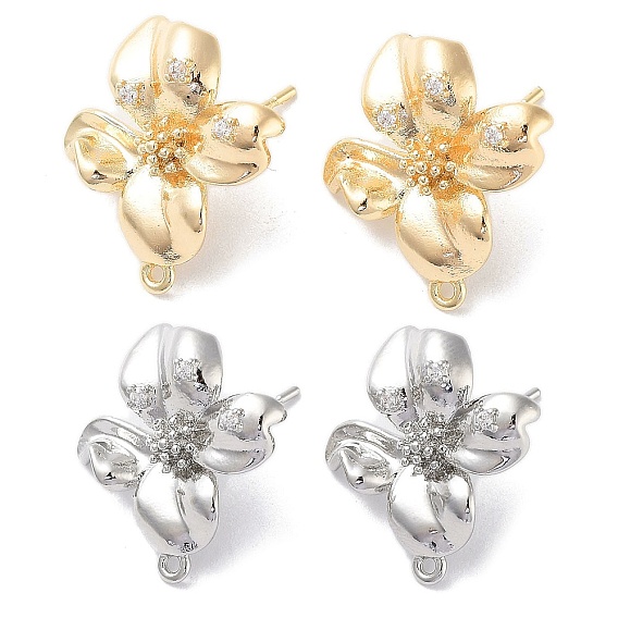 Латунные серьги-гвоздики из циркония, без кадмия, без никеля и без свинца, цветок