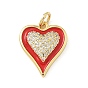 Латунные микро проложить кубического циркония подвески, с эмалью, сердце, без свинца и без кадмия, стойки покрытие, долговечный, с целью перехода в кольце