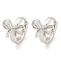 Rhodium Plated 925 Sterling Silver Hoop Earring, Bowknot