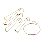 Natural Dyed Malaysia Jade Link Anklets for Women, Brass Chain Anklets, Golden