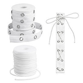 25 corde tressée ronde en PP de 1 m, avec 10 mètres de rubans de coton à chevrons avec œillets en fer plaqué platine