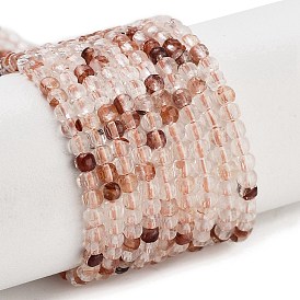 Нити из натурального красного гематоидного кварца/железистого кварца, граненый стол, вырезанный куб