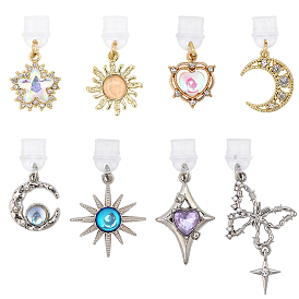 8 шт. пылезащитные заглушки для мобильных телефонов из сплава стекла «солнце, звезда, луна», с пластиковыми заглушками