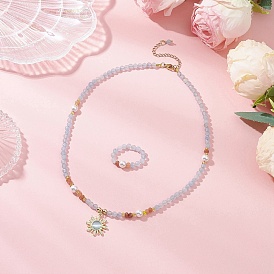 Комплекты украшений из белого нефрита, с подвесками из непрозрачного стекла, имитирующими кошачий глаз, включая ожерелья и кольца