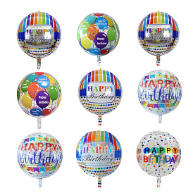 Word Happy Birthday Pattern Rubber Inflatable Balloons, for Party Festive Decorations