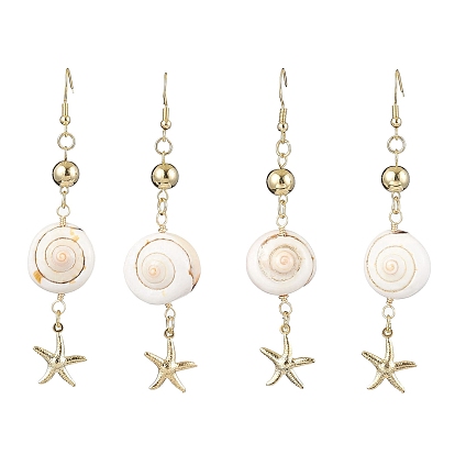 Серьги с подвесками из натуральной ракушки глаза Шивы, с 304 нержавеющей стали серьги крючки, украшения для женщин, морская звезда