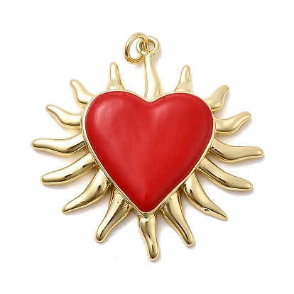 Латунь эмаль подвески, сердце, стойки покрытие, долговечный, без кадмия и без свинца, реальный 18 k позолоченный