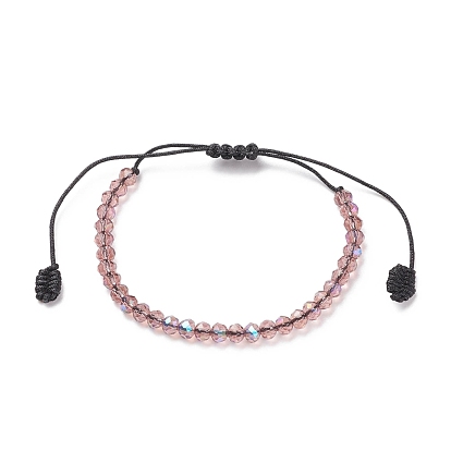 Transparent Glass Braided Bead Bracelet, Adjustable Bracelet for Women