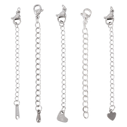 15 шт. 5 стили 304/201 удлинитель цепи из нержавеющей стали, с застежками-лапками омара и шариками