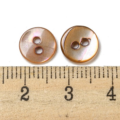 Freshwater Shell Buttons, 2-Hole, Flat Round