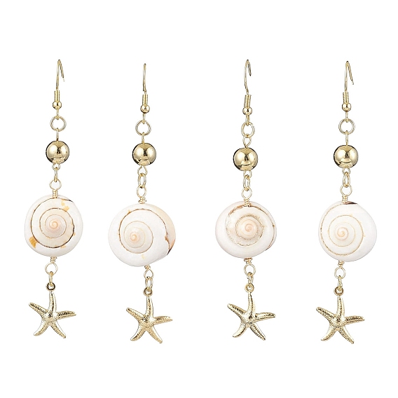 Серьги с подвесками из натуральной ракушки глаза Шивы, с 304 нержавеющей стали серьги крючки, украшения для женщин, морская звезда