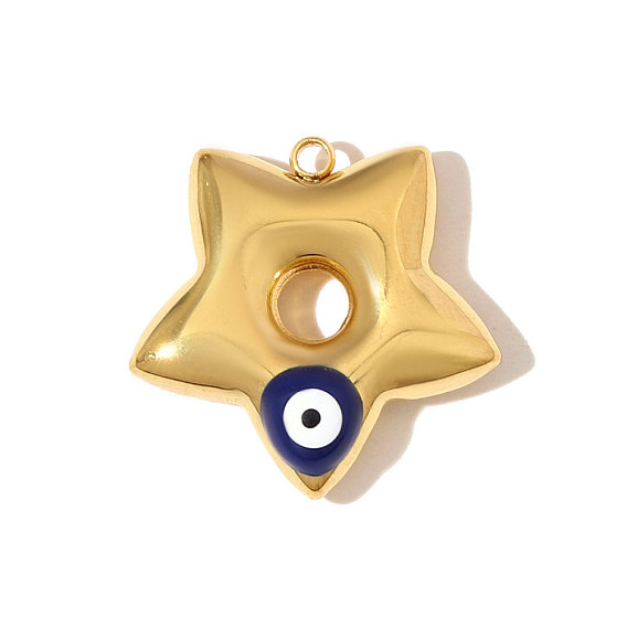 304 нержавеющей стальной эмали подвески, звезда с чарами от сглаза, ионное покрытие (ip)