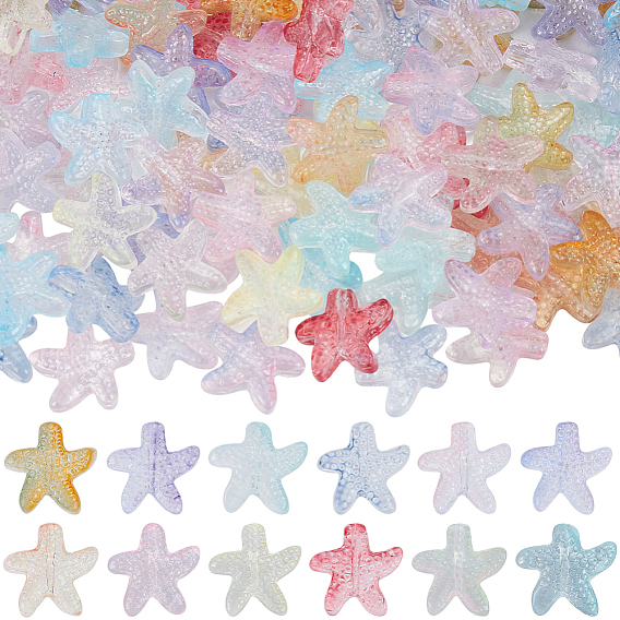 120шт 12 цвета двухцветные прозрачные стеклянные бусины, морская звезда