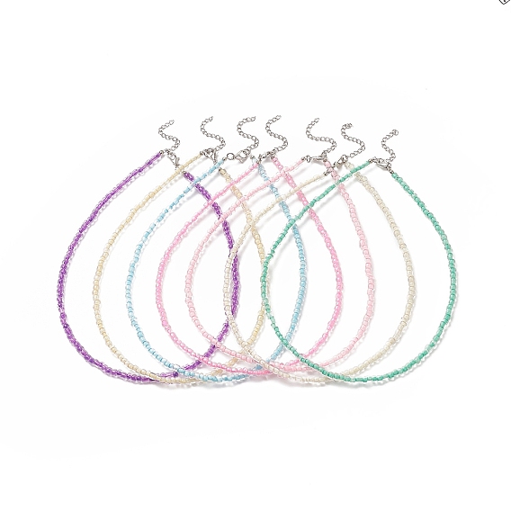 7шт 7 набор ожерелий из стеклянных бусин карамельного цвета для женщин