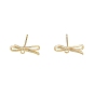 Brass Stud Earring Findings, with Horizontal Loops, Bowknot