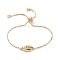 Brass Slider Bracelets, Bolo Bracelets, with Brass Micro Pave Cubic Zirconia Link and Cardboard Box, Lead Free & Cadmium Free, Cowrie Shell
