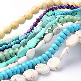 Natural Magnesite Bead Strands, Dyed & Heated, Mixed Shapes