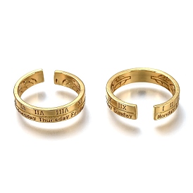 Brass Cuff Rings, Open Rings, Long-Lasting Plated, Roman Numerals & Leaf & Week