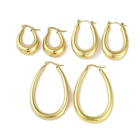Ion Plating(IP) 304 Stainless Steel Stud Earrings, Teardrop, Hoop Earrings for Women