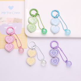 Gradient Acrylic Heart Pendant Decoration, with Alloy Clasps and Bubble Beads, Car Hanging Ornaments