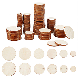 120Pcs 12 Styles Unfinished Wood Round Pieces, DIY Accessories
