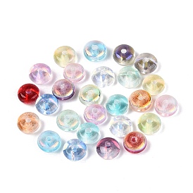 Baking Paint Electroplate Transparent Glass Beads, Rondelle, AB Color Plated