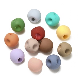 Perles acryliques caoutchoutées, ronde, top foré