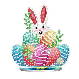 DIY Diamond Display Decoration Kits, including Plastic Board, Resin Rhinestones, Diamond Sticky Pen, Tray Plate and Glue Clay, Rabbit and Easter Egg