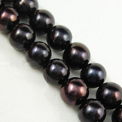 Natural Cultured Freshwater Pearl Beads Strands, Dyed, Grade A, Round