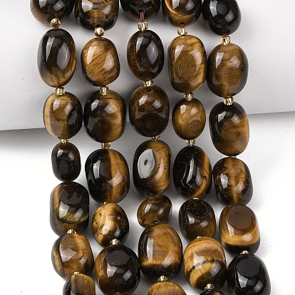 Природных тигровый глаз бисер нитей, самородки, упавший камень, с бисером