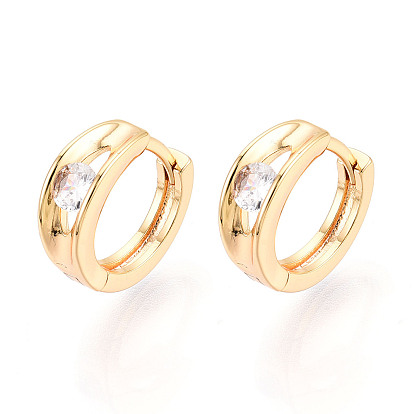 Латунные серьги-кольца из прозрачного кубического циркония